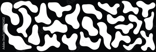 blob shape. Random abstract liquid organic irregular blotch shapes. Collection of modern forms and Liquid drop or fluid dynamic print.