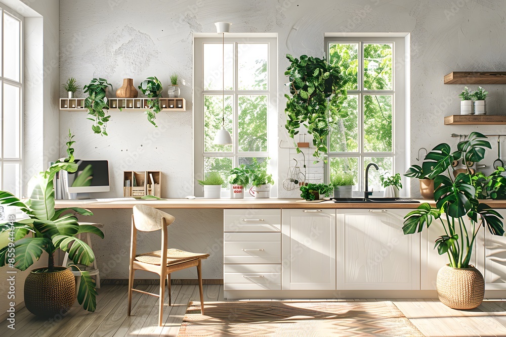 Kitchen with one table, one chair Kitchen with one table, one chair