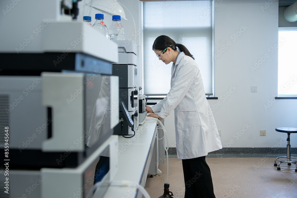 doctor working on computer in lab doctor working on computer in lab