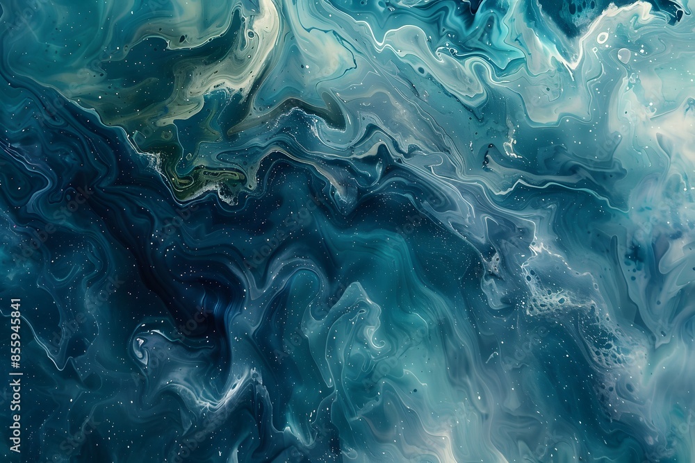 Close-up painting: blue green liquid Close-up painting: blue green liquid