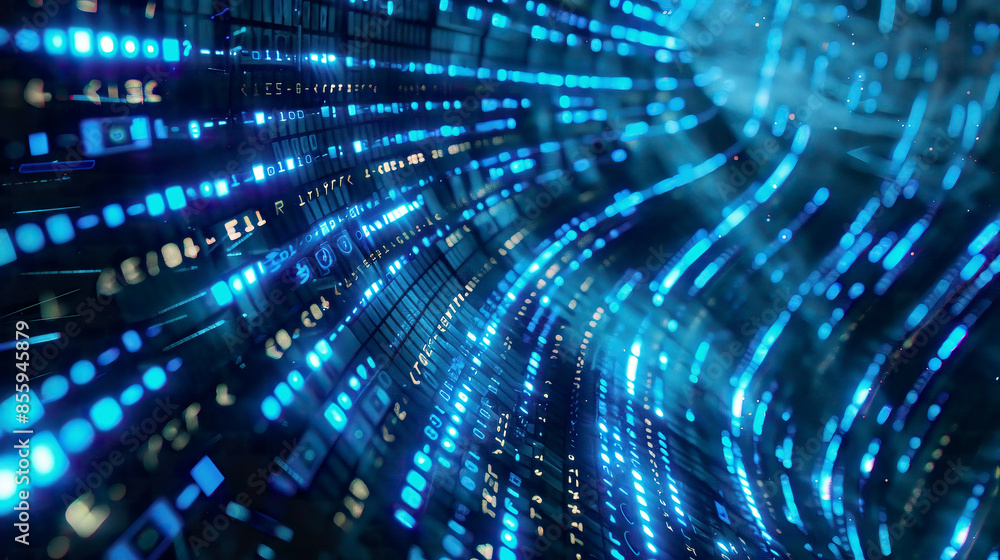 Digital encryption process vibrant blue tones high-tech Digital encryption process vibrant blue tones high-tech