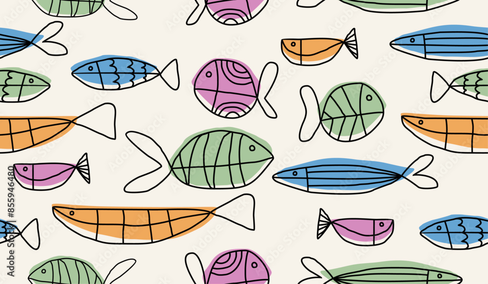 Cute fish pattern background vector design Cute fish pattern background vector design