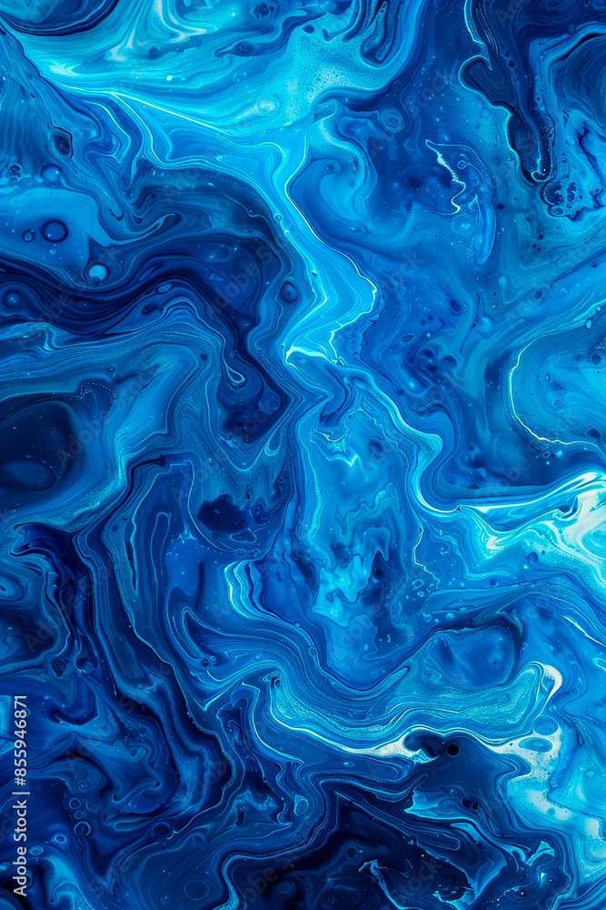 Abstract blue and white marbled pattern resembling ocean waves and currents Abstract blue and white marbled pattern resembling ocean waves and currents