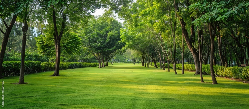 Obraz premium Green nature park. Copy space image. Place for adding text and design