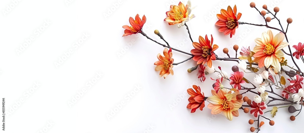 artificial flowers decorative isolated on the white background. Copy space image. Place for adding text and design artificial flowers decorative isolated on the white background. Copy space image. Place for adding text and design