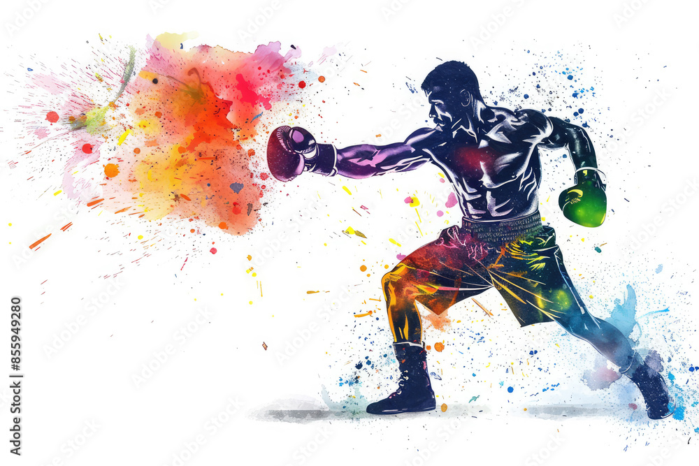 man boxing in sports, in style of an aquarelle man boxing in sports, in style of an aquarelle