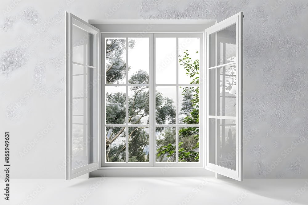 Fototapeta premium Close up window, tree view
