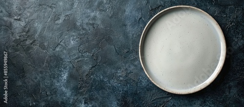 Closeup of porcelain plate from above. Copy space image. Place for adding text and design