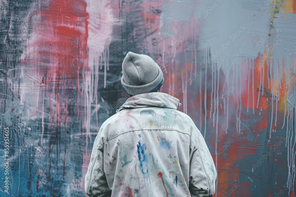 Professional Painter On A Wall Looking In The Back Professional Painter On A Wall Looking In The Back