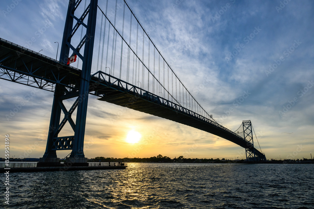 Ambassador Bridge. Commerce infrastructure in the border of the USA and Canada. Ambassador Bridge. Commerce infrastructure in the border of the USA and Canada.