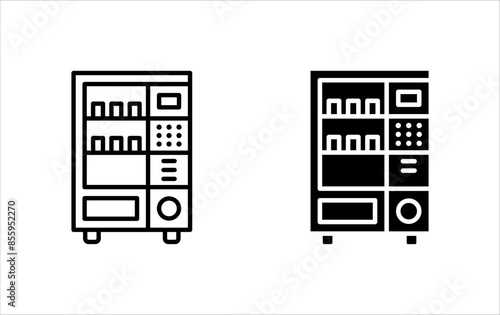 Vending machine icon set, Vending machine with snacks and drinks on white background.