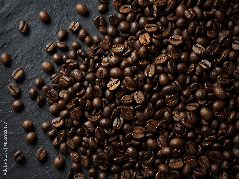 Coffee Beans on a Textured Dark Slate Background Coffee Beans on a Textured Dark Slate Background