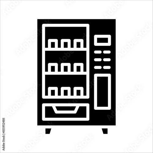Vending machine icon, Vending machine with snacks and drinks on white background.