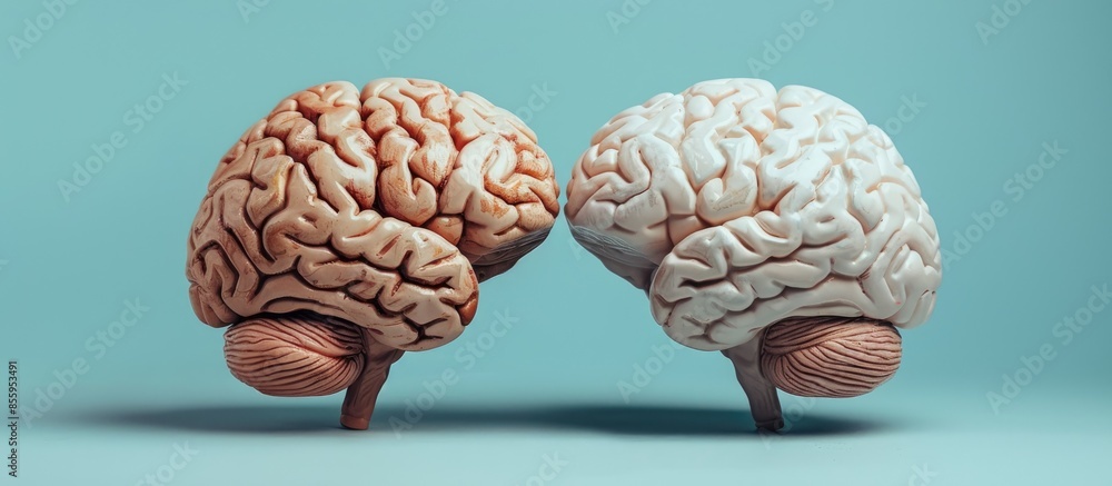 The left and right hemispheres of the human brain. Copy space image. Place for adding text or design The left and right hemispheres of the human brain. Copy space image. Place for adding text or design