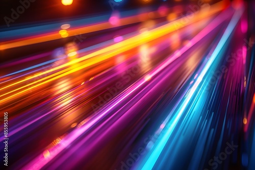 Blurred city street night close-up