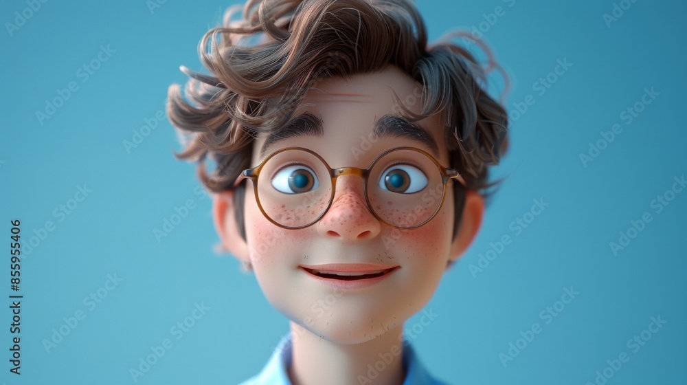 Illustration of a happy cartoon businessman with glasses in a blue shirt and crossed arms. Close-up portrait of a smiling businessman isolated on white. Illustration of a happy cartoon businessman with glasses in a blue shirt and crossed arms. Close-up portrait of a smiling businessman isolated on white.