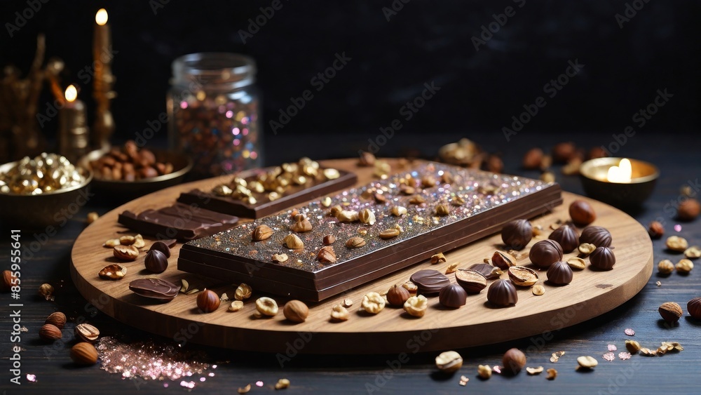 Gourmet Chocolate Bars with Nuts and Edible Glitter Gourmet Chocolate Bars with Nuts and Edible Glitter