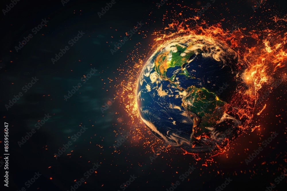 Obraz premium Warming Planet Earth: A Global Concept of Climate Change and Pollution