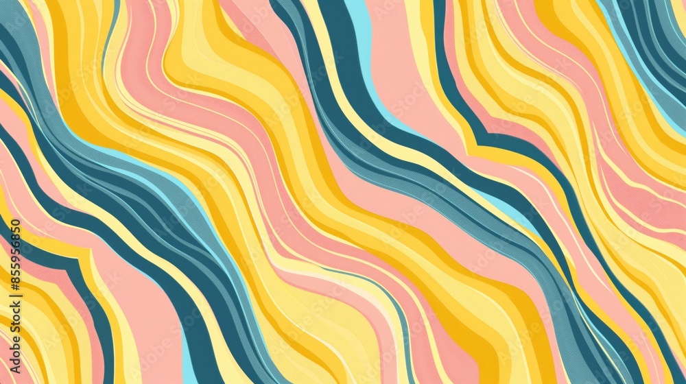 Abstract yellow, pink, and blue wavy lines pattern background. Abstract yellow, pink, and blue wavy lines pattern background.