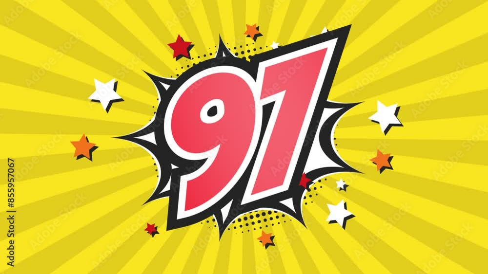 Animation of Number 97 - Ninety-Seven - 97th ninety-seventh Animation of Number 97 - Ninety-Seven - 97th ninety-seventh