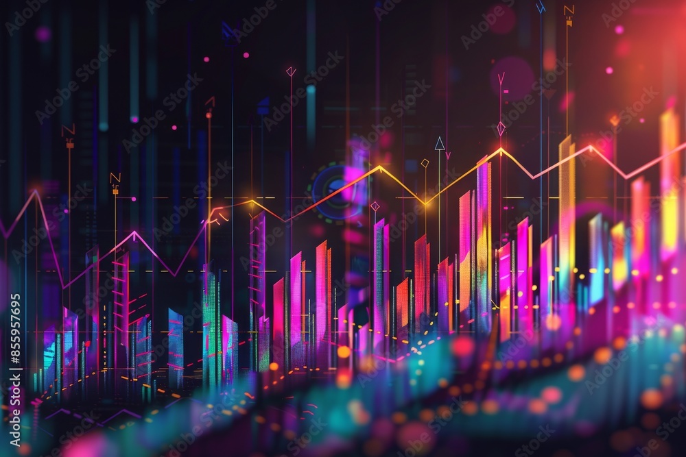 Stock market digital graph chart. Investment growth. Stock market digital graph chart. Investment growth.