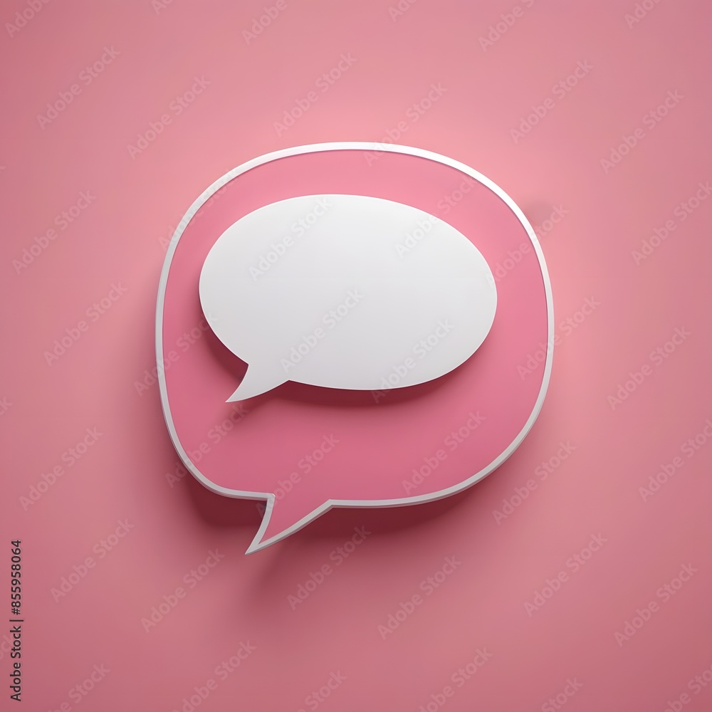 Pink Speech Bubble with White Outline