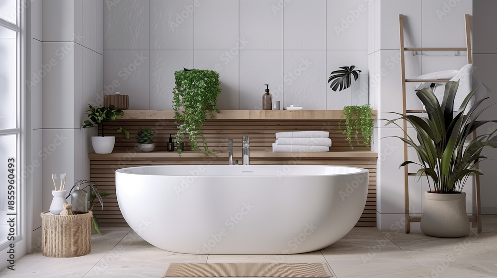 Fototapeta premium Minimalism modern Norwegian and Scandinavian style bathroom