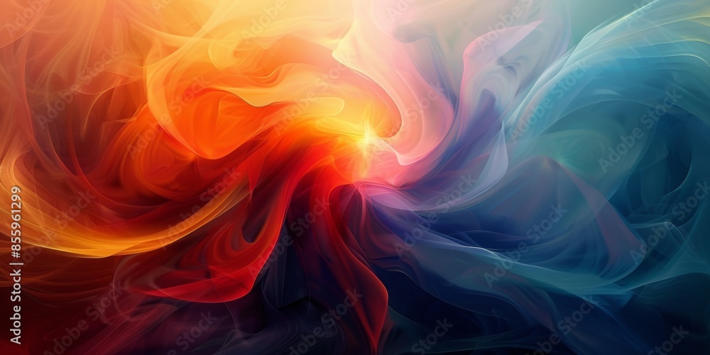 Abstract swirling patterns in warm and cool tones Abstract swirling patterns in warm and cool tones