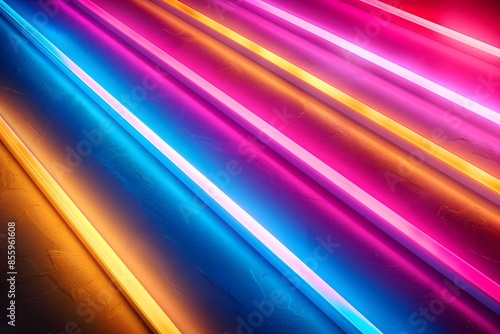 Vivid neon light streaks amidst darkness