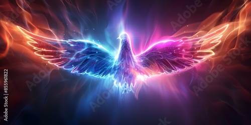 Phoenix Symbolizing Resilience and Renewal in Cyber Security Systems. Concept Cyber Security, Phoenix Symbolism, Resilience, Renewal