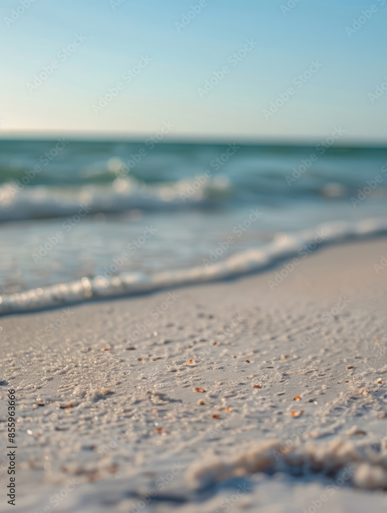 A calm beach with gentle waves and a clear horizon. A calm beach with gentle waves and a clear horizon.