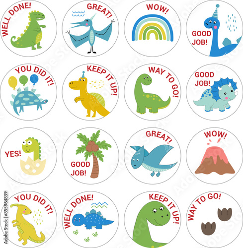 dinosaur stickers for the achievement checklist, sticker for reward chat