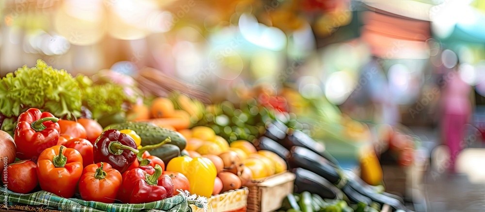 Fresh Vegetables Organic Food Sold on Outdoor Market Stall. Copy space image. Place for adding text or design Fresh Vegetables Organic Food Sold on Outdoor Market Stall. Copy space image. Place for adding text or design