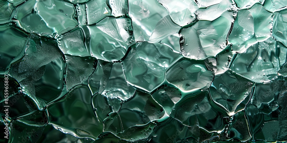 A close up of a glass surface with a pattern of cracks and water droplets. Concept of fragility and vulnerability, as the glass appears to be on the verge of breaking A close up of a glass surface with a pattern of cracks and water droplets. Concept of fragility and vulnerability, as the glass appears to be on the verge of breaking