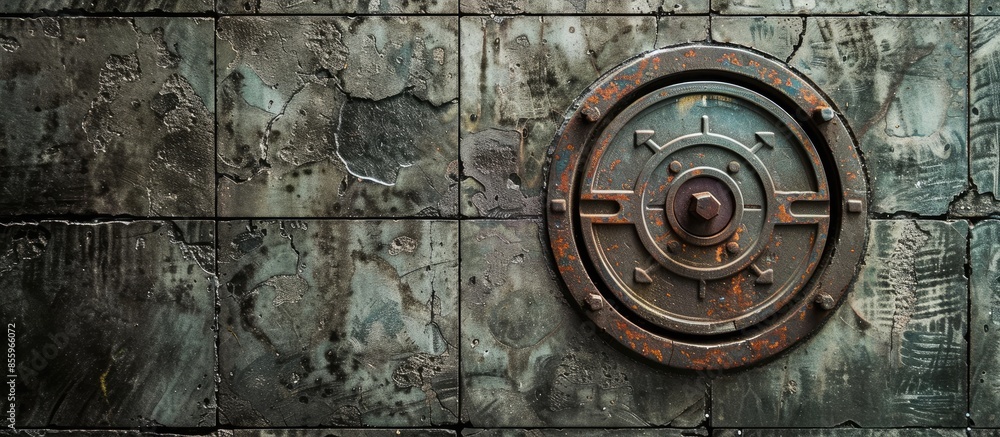 Naklejka premium The manhole cover is made of cement. Copy space image. Place for adding text and design