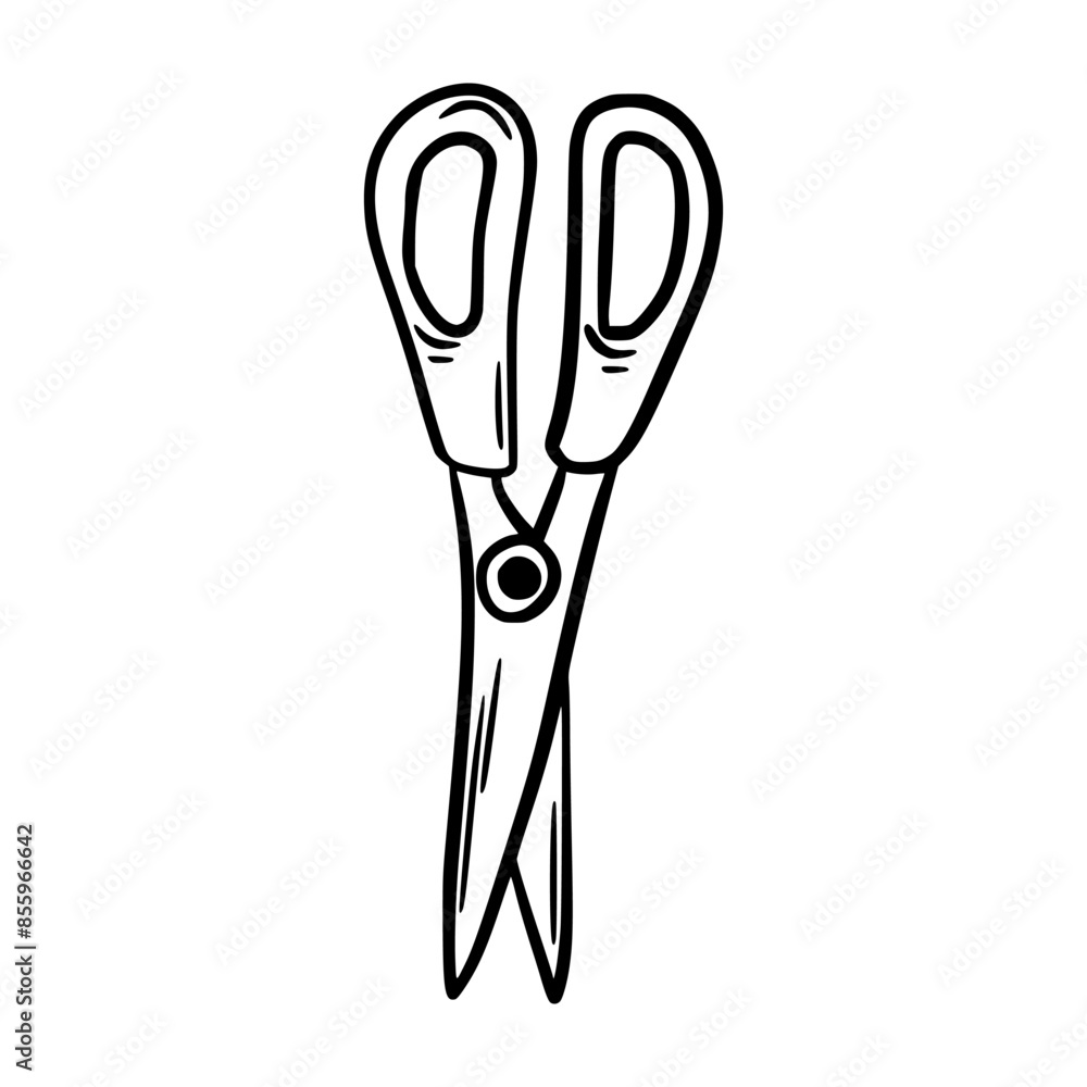 Doodle scissors. Back to school. School supplies. Sketch Doodle scissors. Back to school. School supplies. Sketch