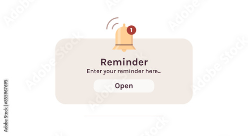 Reminder, notification page with floating elements and business planning, events, timetable flat vector illustration.

