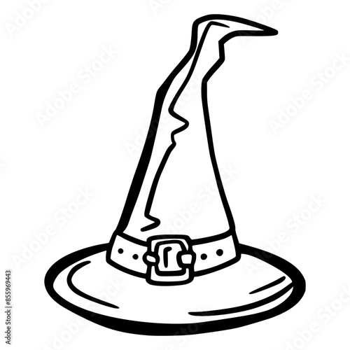 Doodle witch's hat. Magic object. Sketch