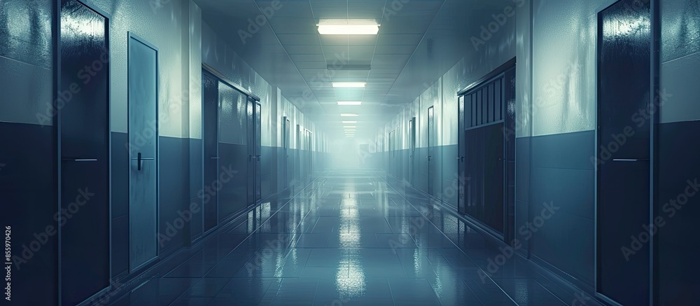 A typical modern prison or detention facility. Illustrative universal background for crime and incident news. Copy space image. Place for adding text and design A typical modern prison or detention facility. Illustrative universal background for crime and incident news. Copy space image. Place for adding text and design