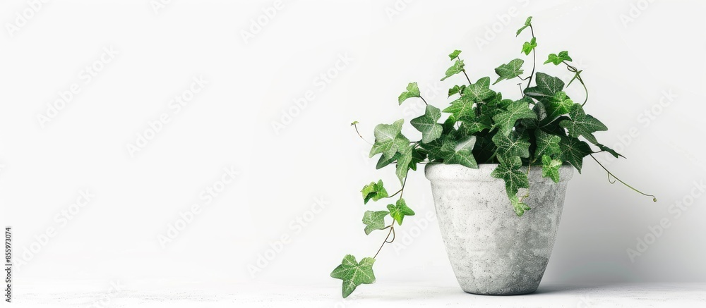 Ivy plant in pot on white background. Copy space image. Place for adding text and design Ivy plant in pot on white background. Copy space image. Place for adding text and design