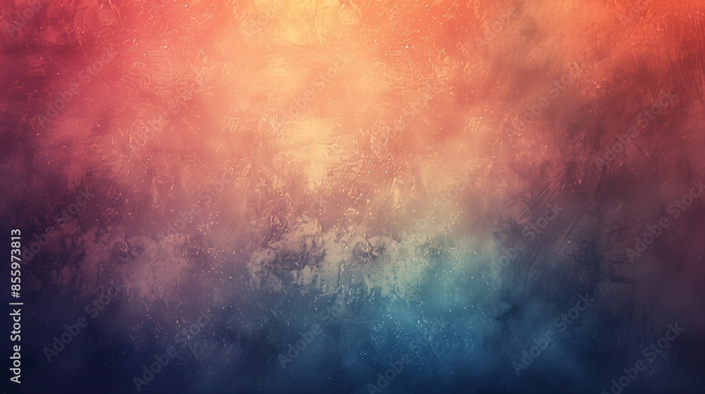 Obraz premium Textured background with warm orange and yellow hues fading into cool blues and purples.