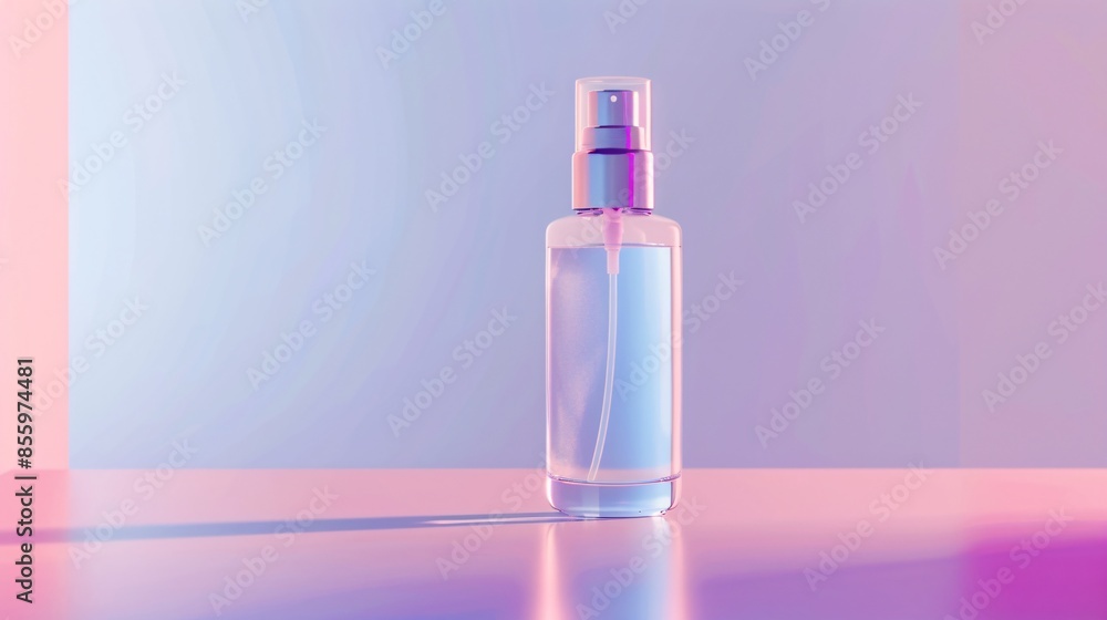 Beauty product mock-up of a facial mist bottle with a pastel background Beauty product mock-up of a facial mist bottle with a pastel background