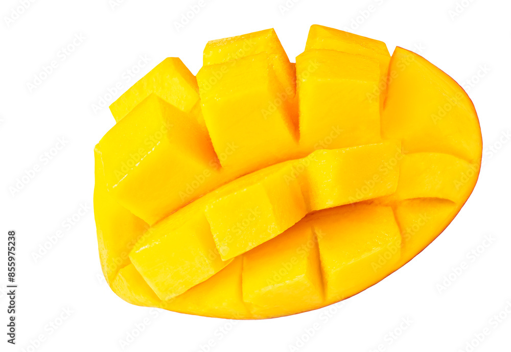 Sliced Isolated mango. Fresh mango fruit cutter in a pieces isolated on white background. Sliced Isolated mango. Fresh mango fruit cutter in a pieces isolated on white background.