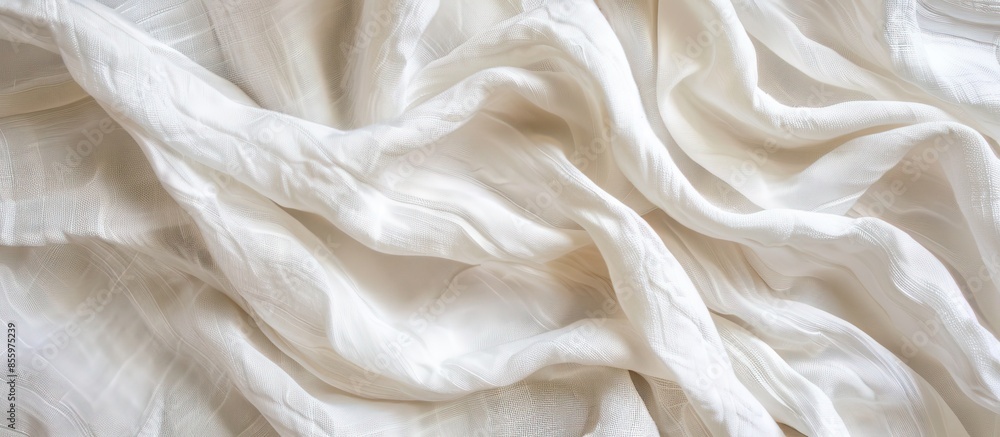 Fabric backdrop White linen canvas crumpled natural cotton fabric Natural handmade linen top view background Organic Eco textiles White Fabric linen texture. Copy space image Fabric backdrop White linen canvas crumpled natural cotton fabric Natural handmade linen top view background Organic Eco textiles White Fabric linen texture. Copy space image