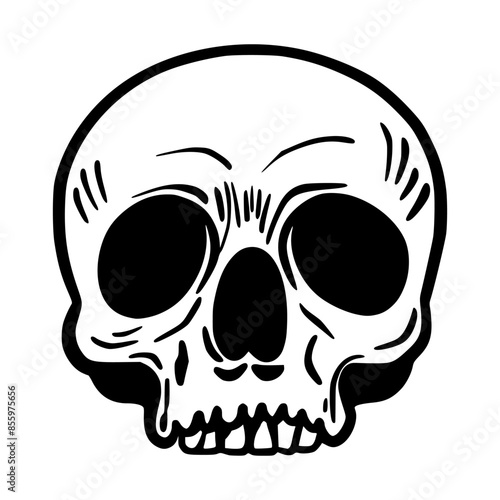 Doodle skull. Magic object. Sketch