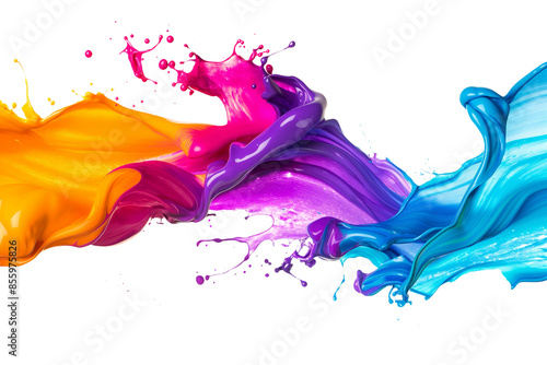 Colorful paint splash isolated on a PNG transparent background. Vibrant, dynamic paint splatter with various colors, perfect for design projects, digital art, and creative applications