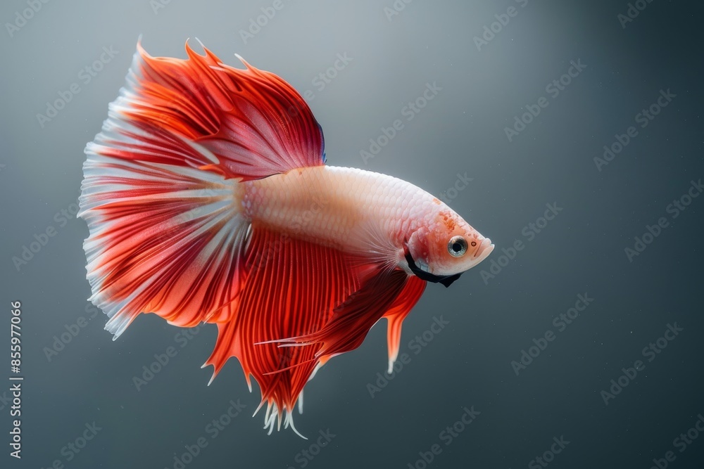 A Hellboy Siamnese Fighting Fish Splendens swims in a fish tank of Betta fish A Hellboy Siamnese Fighting Fish Splendens swims in a fish tank of Betta fish