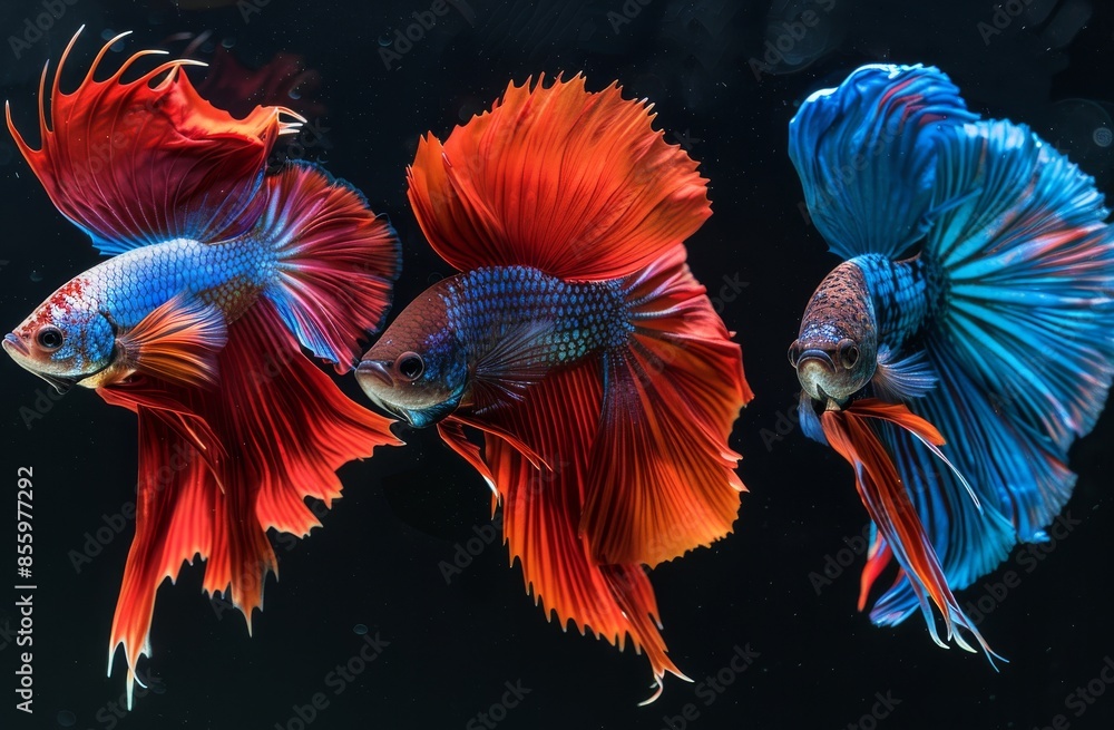 Fancy Siamese fish Betta fish in a fish tank Fancy Siamese fish Betta fish in a fish tank