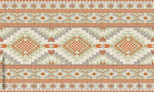 American tribal ethnic native pattern.Traditional Navajo,Aztec,Apache,Southwest and Mexican style fabric pattern.Abstract vector motifs pattern.For fabric,clothing,blanket,carpet,woven,wrap,decoration
