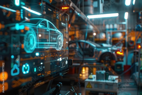 Wallpaper Mural Electric vehicle technology industry concept. Futuristic modern car production concept. Generative Ai Torontodigital.ca